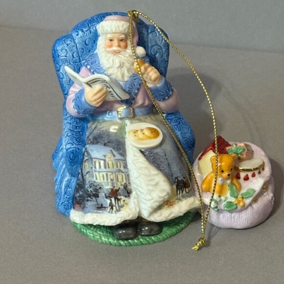 Vintage Thomas Kinkade Christmas Ornament Bradford Porcelain Santa Spirit Season - Picture 1 of 4
